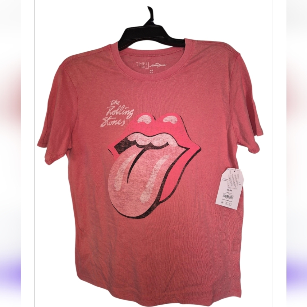 Time and Tru Pink Rolling Stones Tee